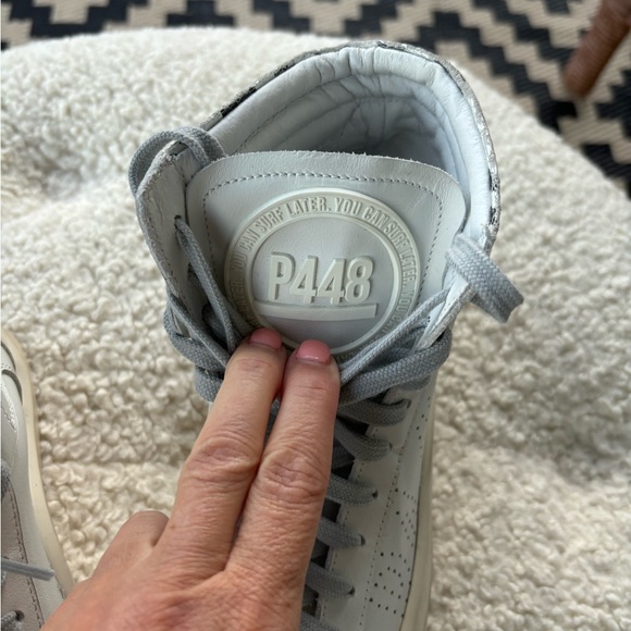 NWT P448 STAR Skate HIGH TOP SNEAKERS SZ 7 or 37 Rare! Zebra print white - Picture 4 of 9